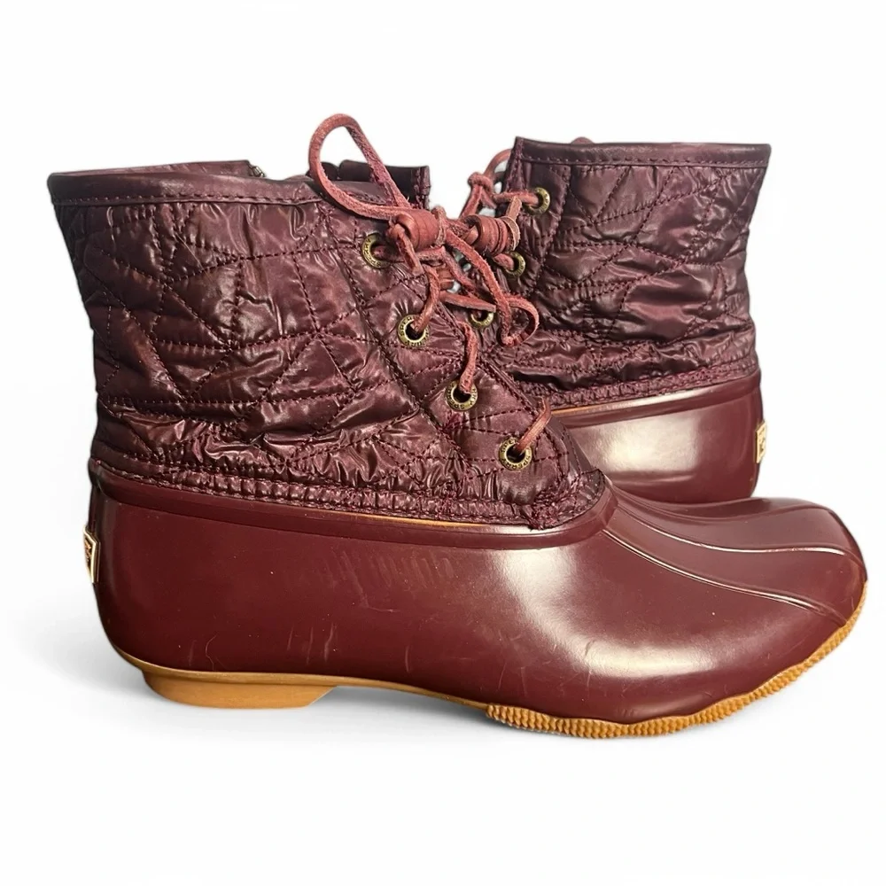 Sperry - Women's Top-Sider Saltwater Duck Boots Quilted Nylon Burgundy - Sz. 8